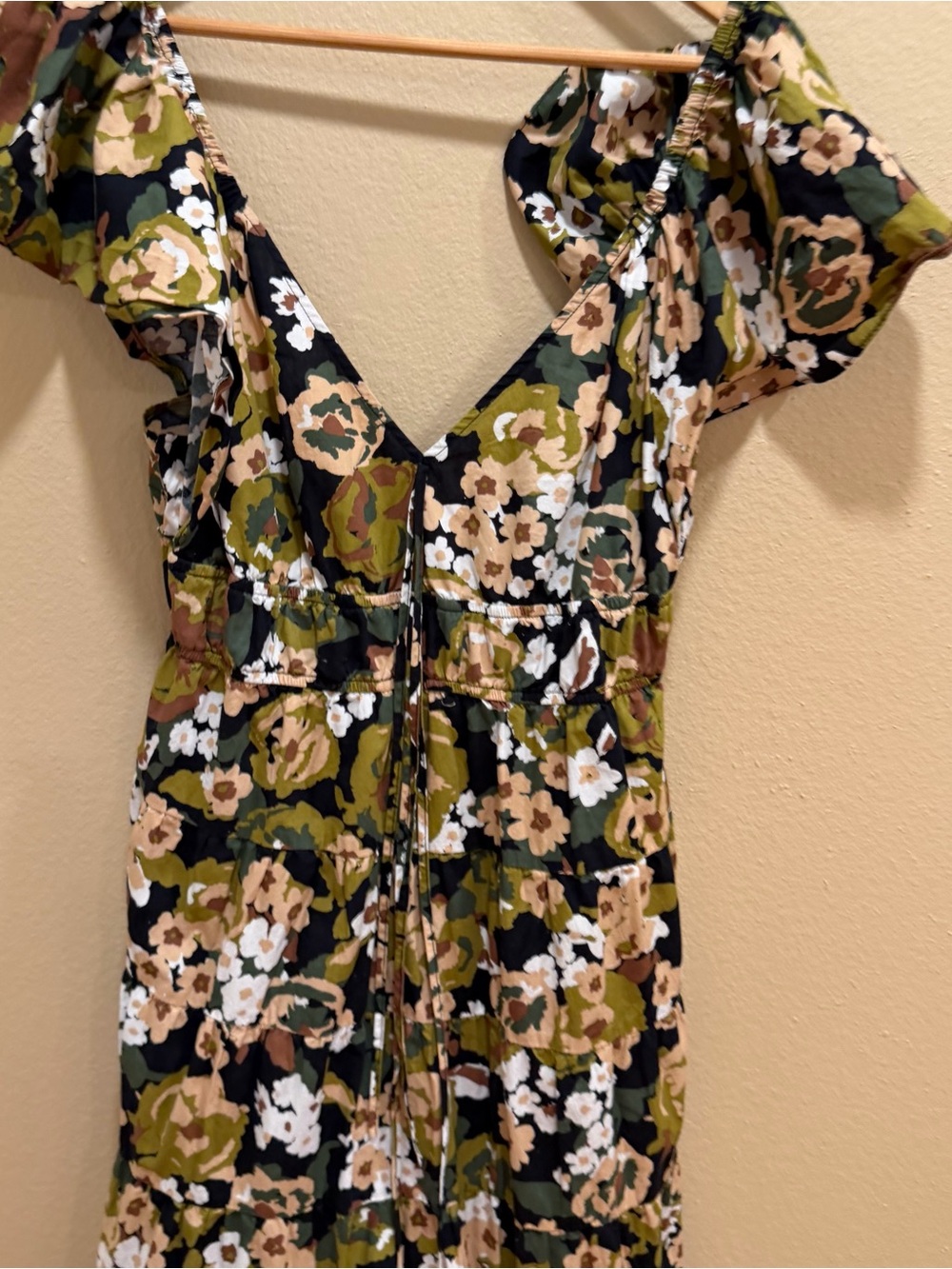 Anthropologie Moon River V-Neck Shirred Midi Dress Large - Picture 10 of 13